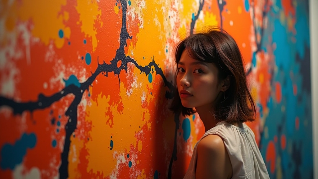 Contemporary painting with bold brushstrokes and vibrant colors