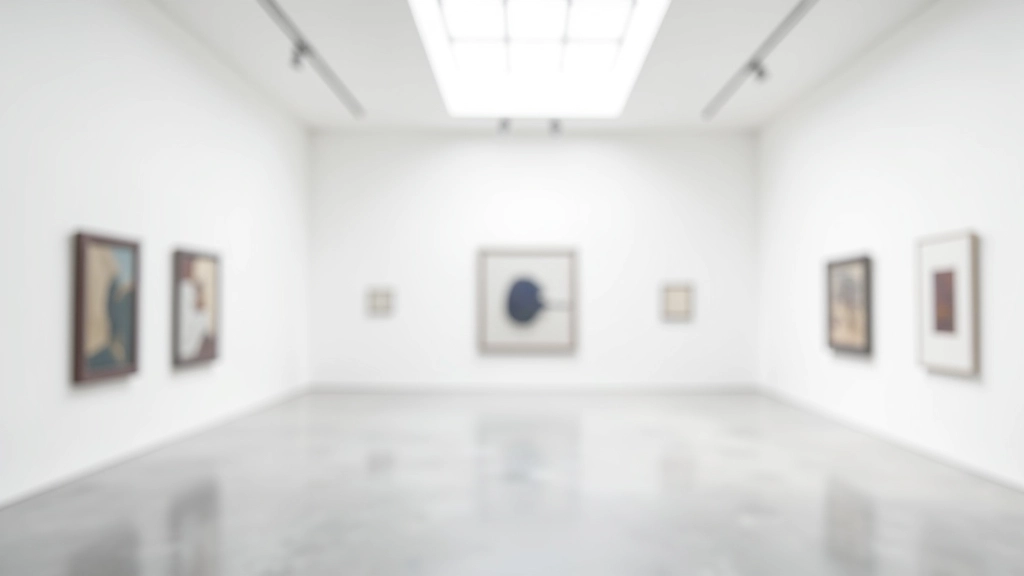 Contemporary art exhibition space with white walls and natural lighting
