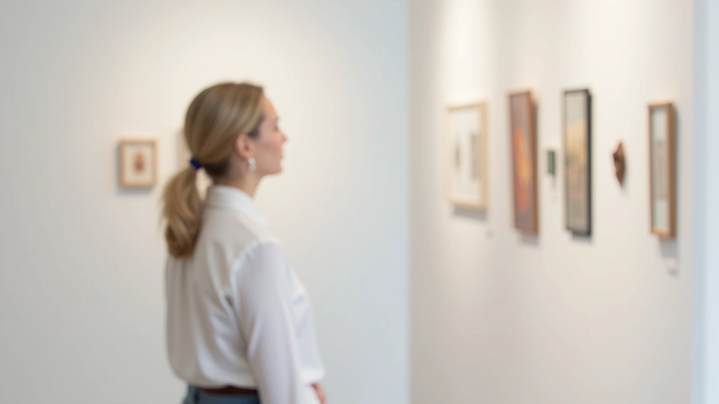 Gallery curator reviewing exhibition layout and artwork placement for seasonal rotation