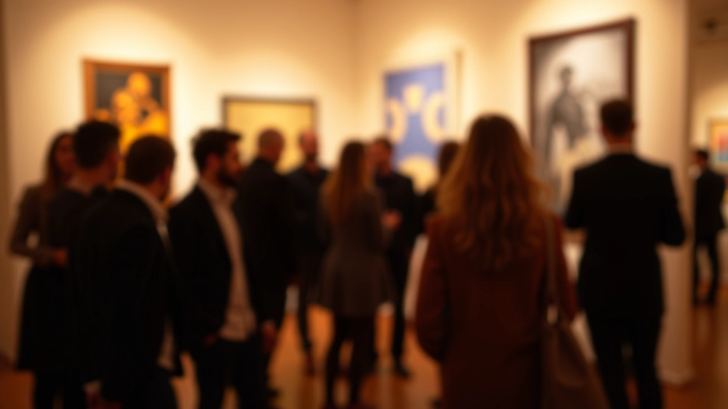 Emerging artists exhibition opening reception with visitors